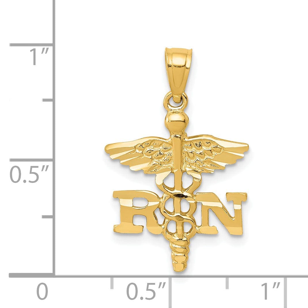 Lovely Rita's Pendants & Charms 14k Yellow Gold Solid Polish R.N Nurse Pendant