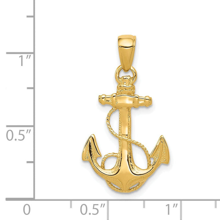 Lovely Rita's Pendants & Charms 14k Yellow Gold Solid Polished Anchor Pendant