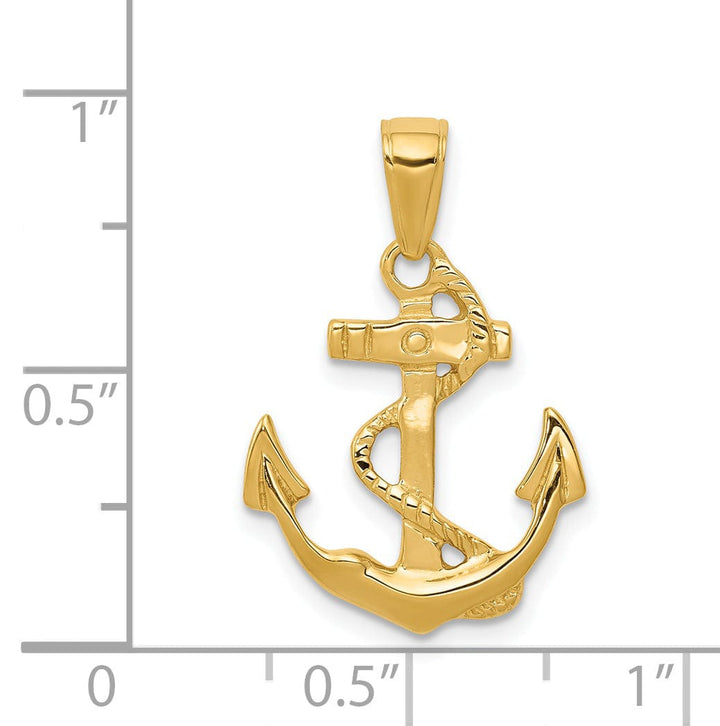 Lovely Rita's Pendants & Charms 14k Yellow Gold Solid Polished Anchor Pendant