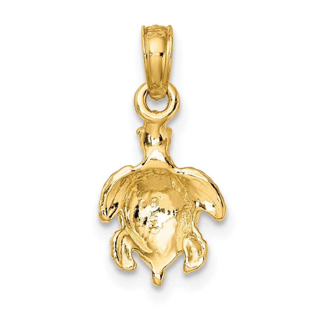 Lovely Rita's Pendants & Charms 14k Yellow Gold Solid Polished and Textured Finish Casted Sea Turtle Charm Pendant