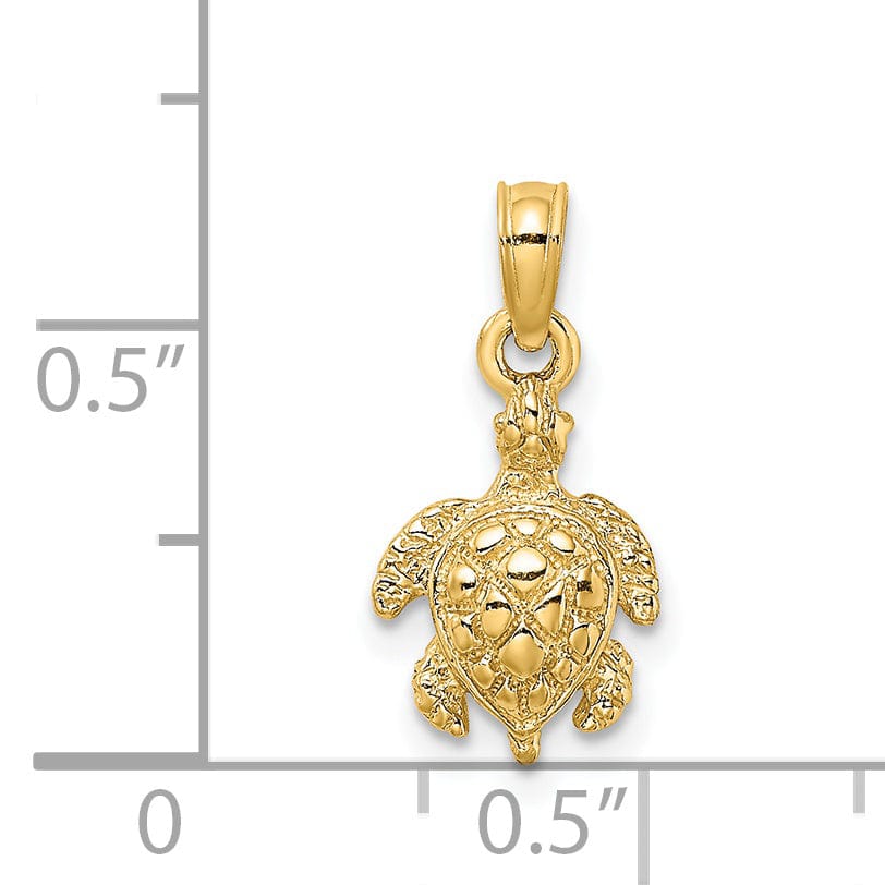 Lovely Rita's Pendants & Charms 14k Yellow Gold Solid Polished and Textured Finish Casted Sea Turtle Charm Pendant