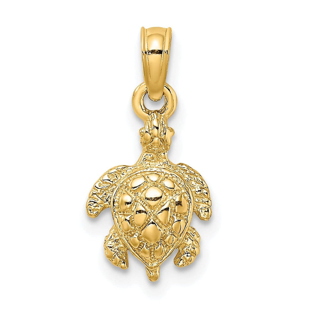 Lovely Rita's Pendants & Charms 14k Yellow Gold Solid Polished and Textured Finish Casted Sea Turtle Charm Pendant