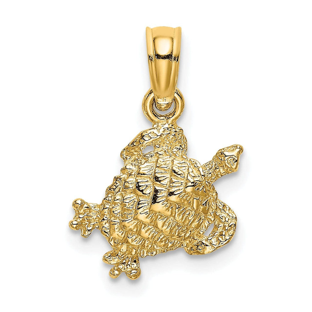 Lovely Rita's Pendants & Charms 14k Yellow Gold Solid Polished and Textured Finish Sea Turtle Charm Pendant