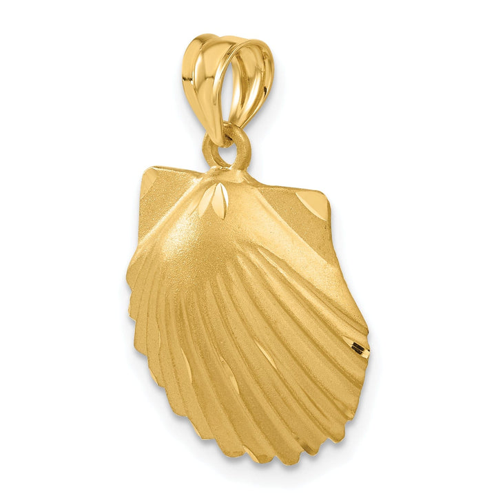 Lovely Rita's Pendants & Charms 14k Yellow Gold Solid Polished Brushed Finish Seashell Charm Pendant