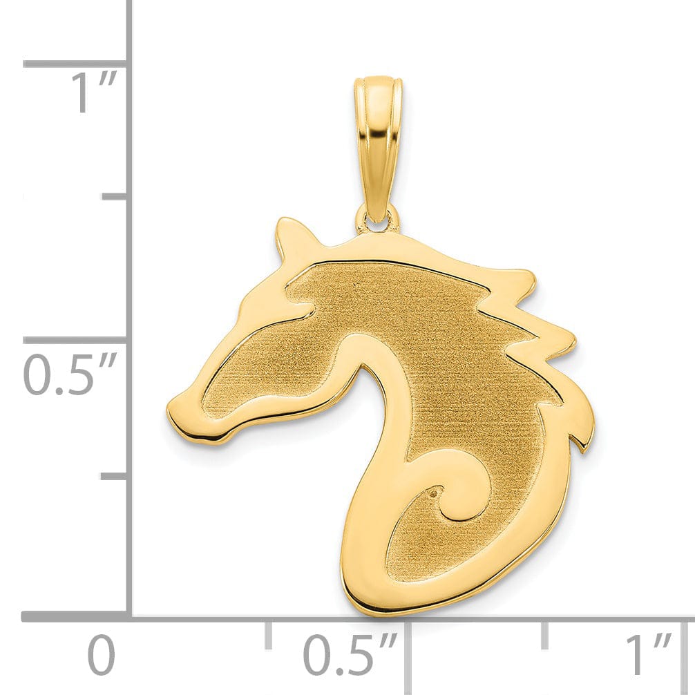 Lovely Rita's Pendants & Charms 14k Yellow Gold Solid Polished Brushed Sand Blasted Finish Horse Unisex Head Charm Pendant