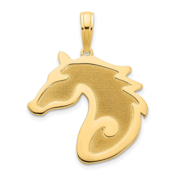 Lovely Rita's Pendants & Charms 14k Yellow Gold Solid Polished Brushed Sand Blasted Finish Horse Unisex Head Charm Pendant