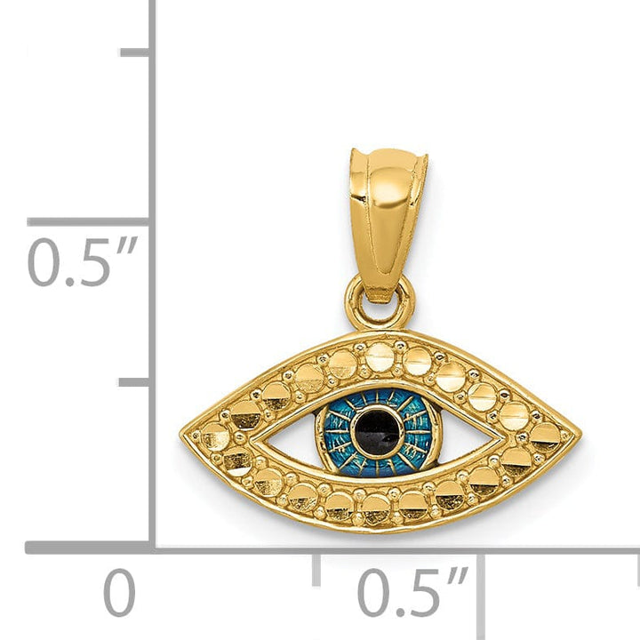 Lovely Rita's Pendants & Charms 14K Yellow Gold Solid Polished D.C Blue Enameled Finish Eye Shape Pendant