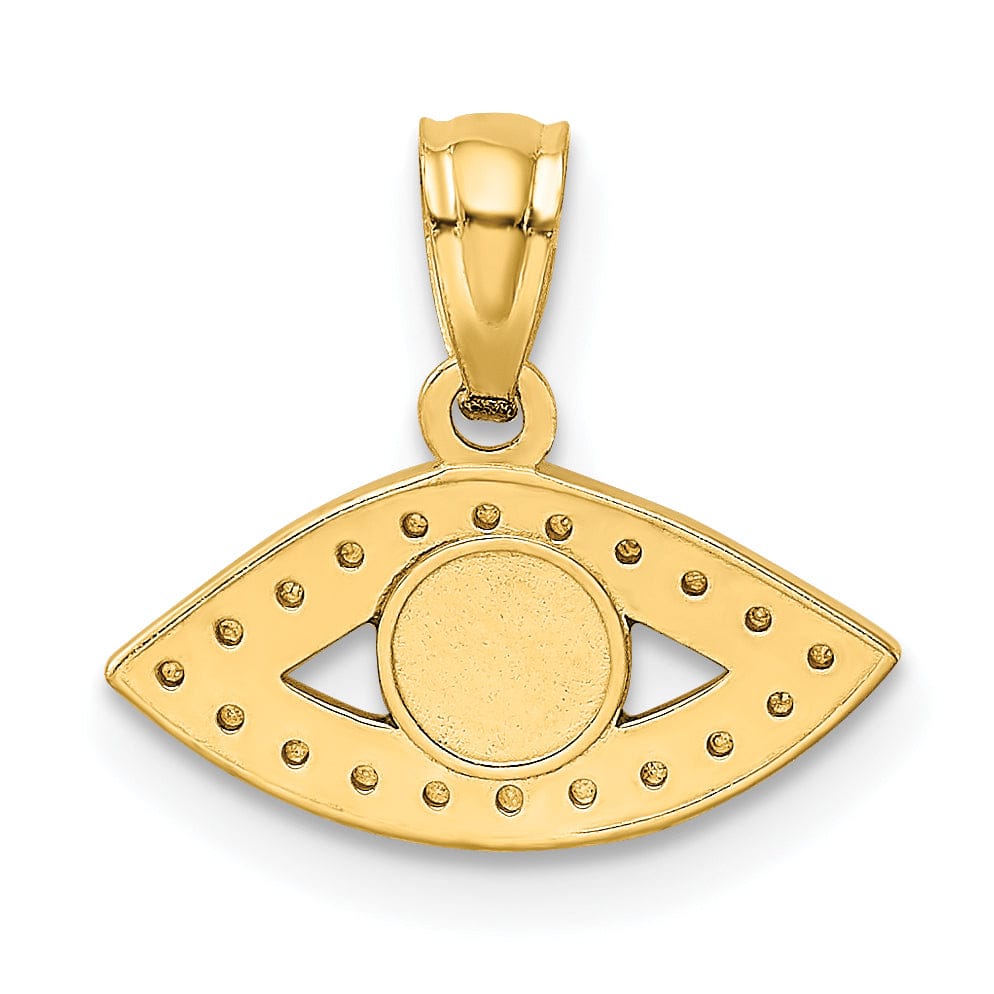 Lovely Rita's Pendants & Charms 14K Yellow Gold Solid Polished D.C Blue Enameled Finish Eye Shape Pendant