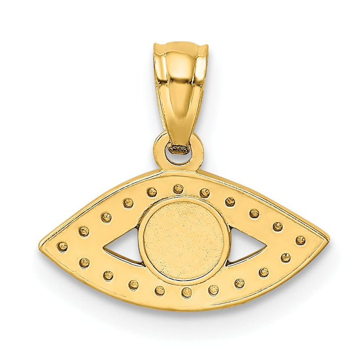 Lovely Rita's Pendants & Charms 14K Yellow Gold Solid Polished D.C Blue Enameled Finish Eye Shape Pendant