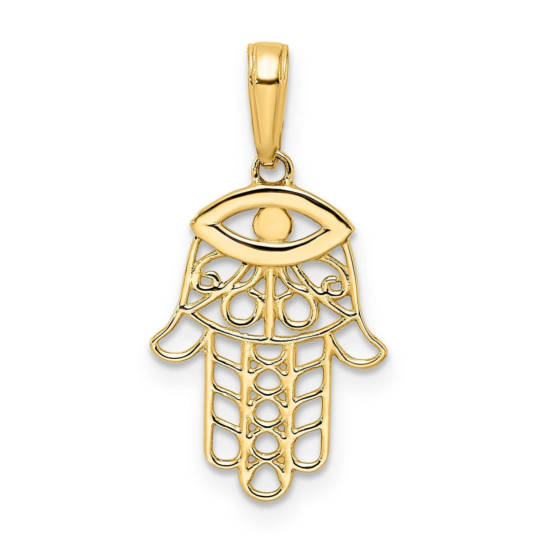 Lovely Rita's Pendants & Charms 14k Yellow Gold Solid Polished D.C Finish Hamsa with Evil Eye Pendant