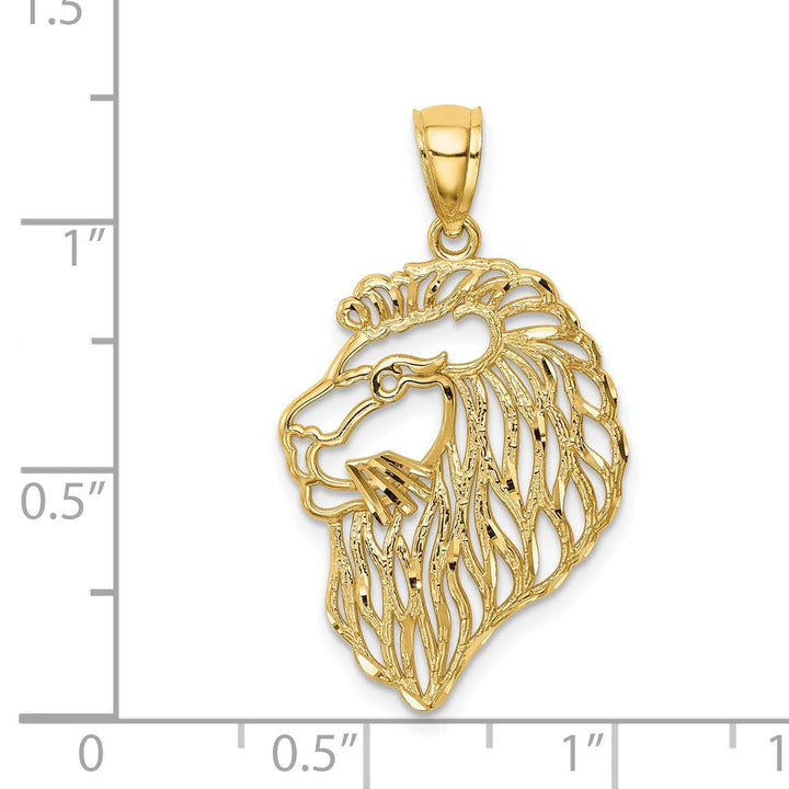 Lovely Rita's Pendants & Charms 14K Yellow Gold Solid Polished D.C Lion Head Design Charm Pendant