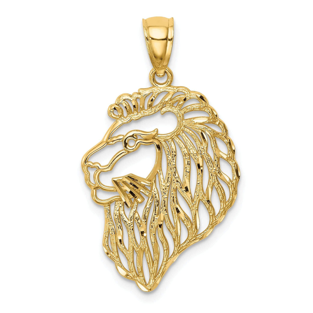Lovely Rita's Pendants & Charms 14K Yellow Gold Solid Polished D.C Lion Head Design Charm Pendant