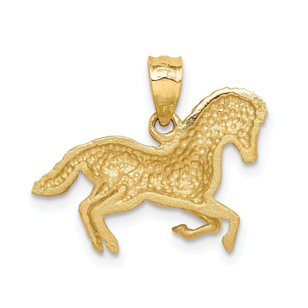 Lovely Rita's Pendants & Charms 14k Yellow Gold Solid Polished Diamond Cut Brushed Finish Horse Galloping Mens Charm Pendant
