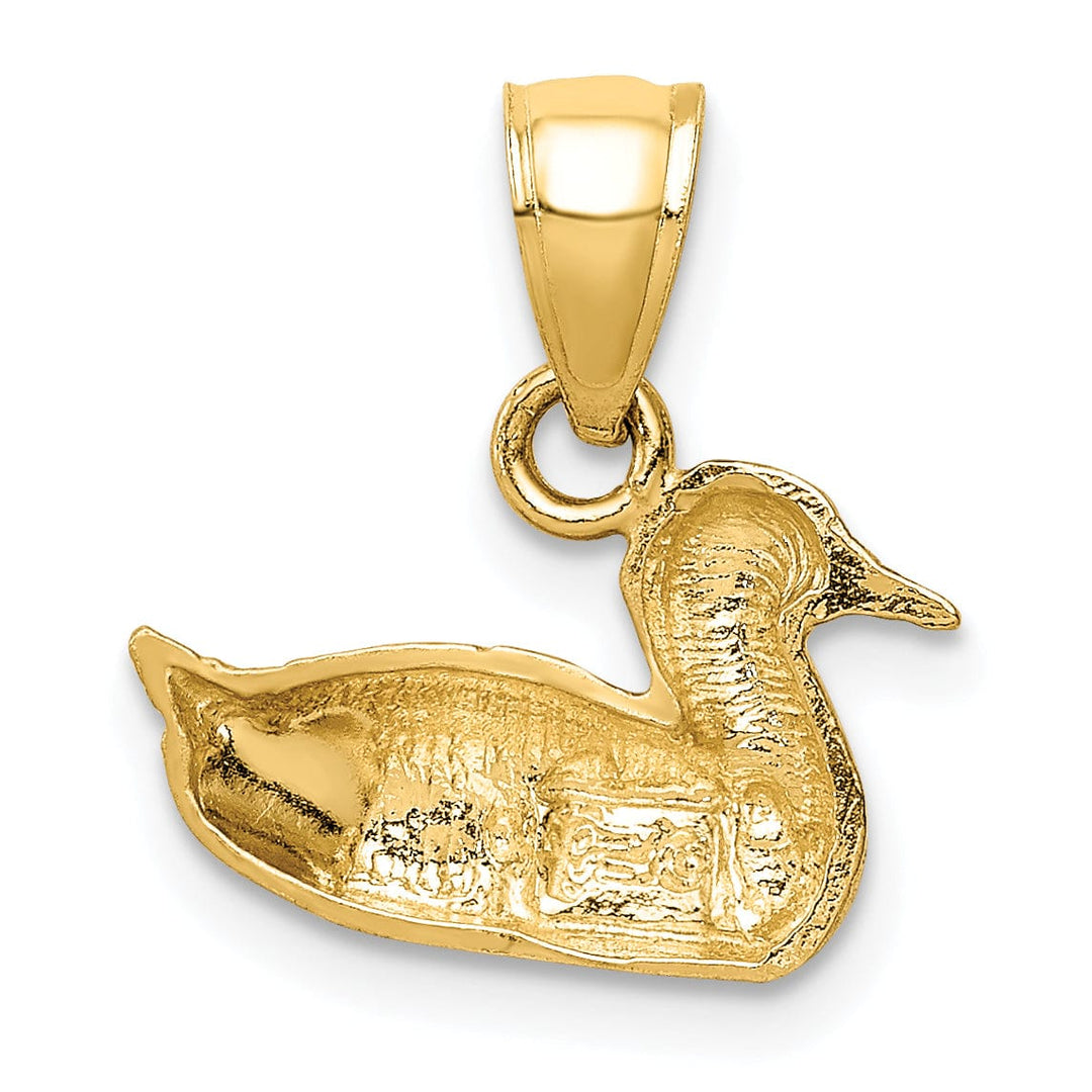 Lovely Rita's Pendants & Charms 14K Yellow Gold Solid Polished Diamond Cut Concave Shape Duck Charm Pendant
