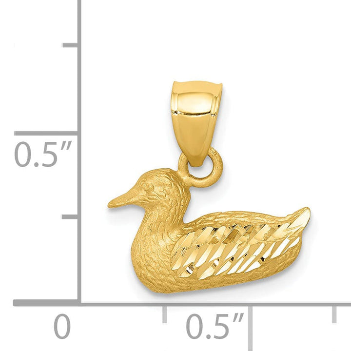 Lovely Rita's Pendants & Charms 14K Yellow Gold Solid Polished Diamond Cut Concave Shape Duck Charm Pendant