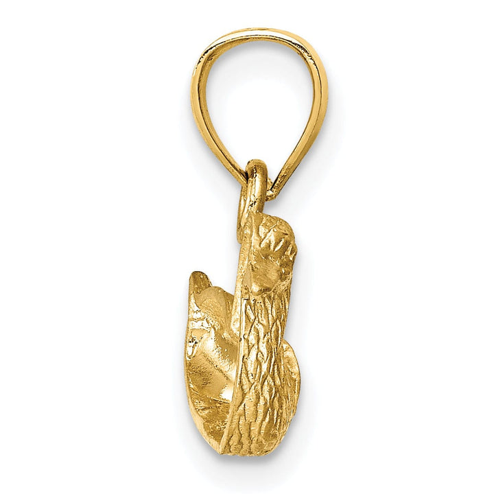 Lovely Rita's Pendants & Charms 14K Yellow Gold Solid Polished Diamond Cut Concave Shape Duck Charm Pendant