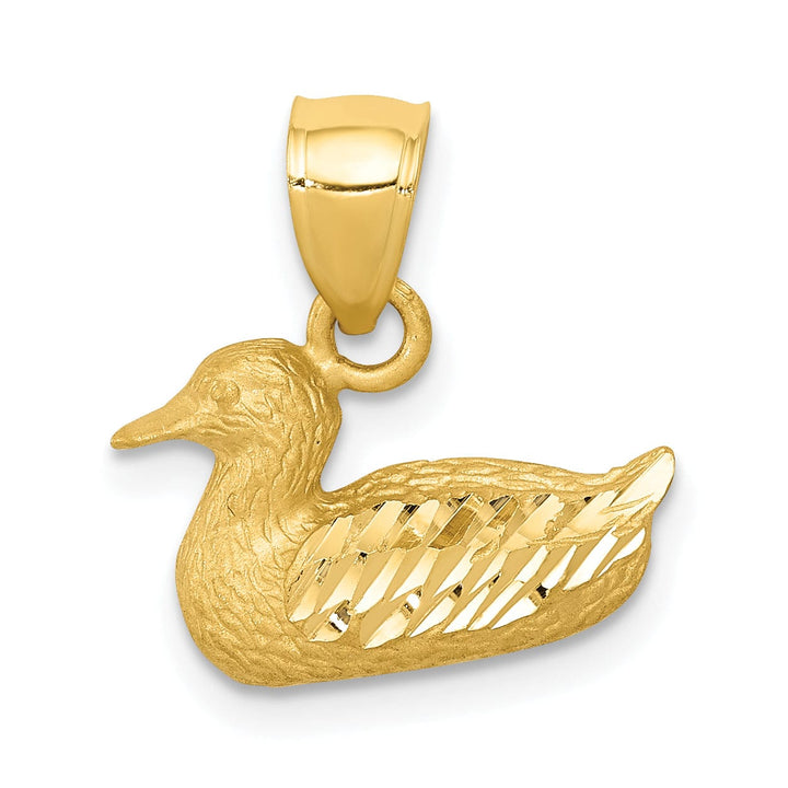 Lovely Rita's Pendants & Charms 14K Yellow Gold Solid Polished Diamond Cut Concave Shape Duck Charm Pendant