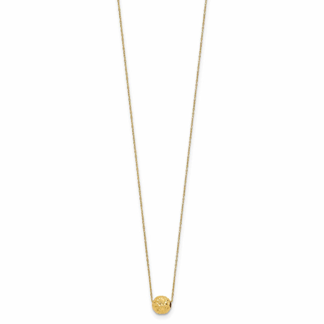 Lovely Rita's Pendants & Charms 14k Yellow Gold Solid Polished Diamond Cut Finish Bead Design Pendant in a 18-Inch Cable Chain Necklace Set