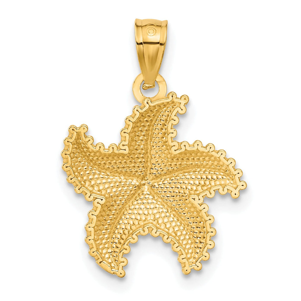 Lovely Rita's Pendants & Charms 14K Yellow Gold Solid Polished Diamond Cut Finish Beaded Design Starfish Charm Pendant
