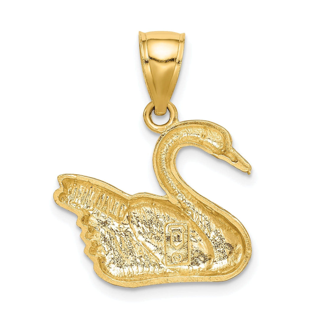 Lovely Rita's Pendants & Charms 14K Yellow Gold Solid Polished  Diamond Cut Finish Concav Shape Swan Charm Pendant
