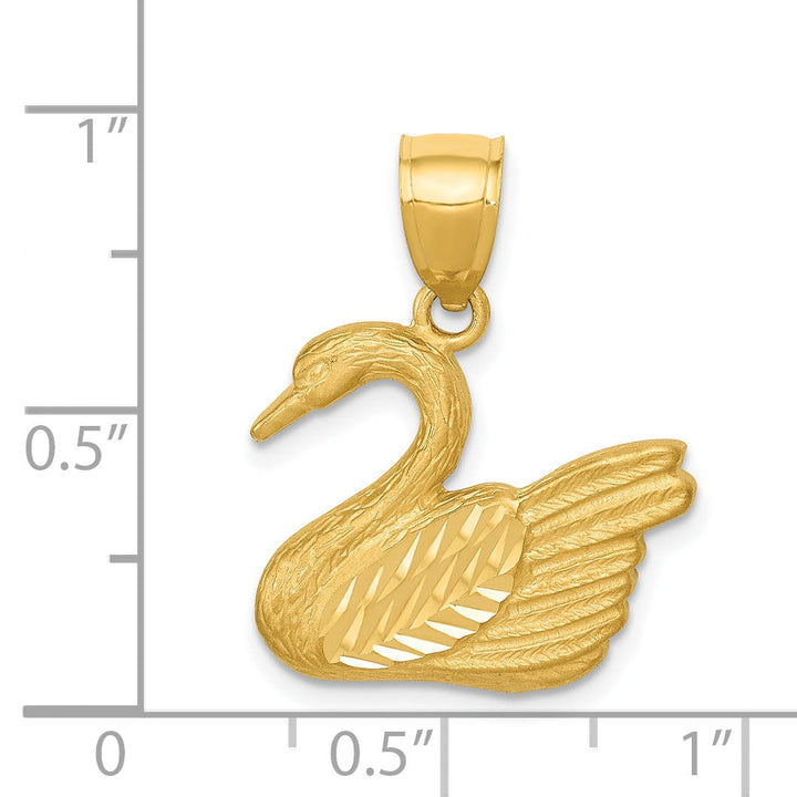 Lovely Rita's Pendants & Charms 14K Yellow Gold Solid Polished  Diamond Cut Finish Concav Shape Swan Charm Pendant