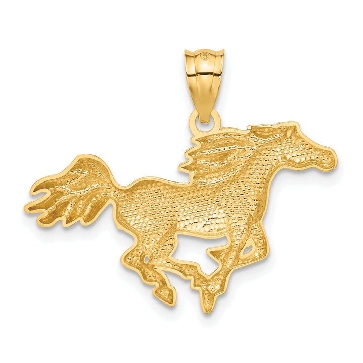 Lovely Rita's Pendants & Charms 14k Yellow Gold Solid Polished Diamond Cut Finish Horse Galloping Mens Charm Pendant