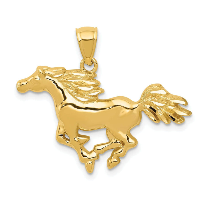 Lovely Rita's Pendants & Charms 14k Yellow Gold Solid Polished Diamond Cut Finish Horse Galloping Mens Charm Pendant