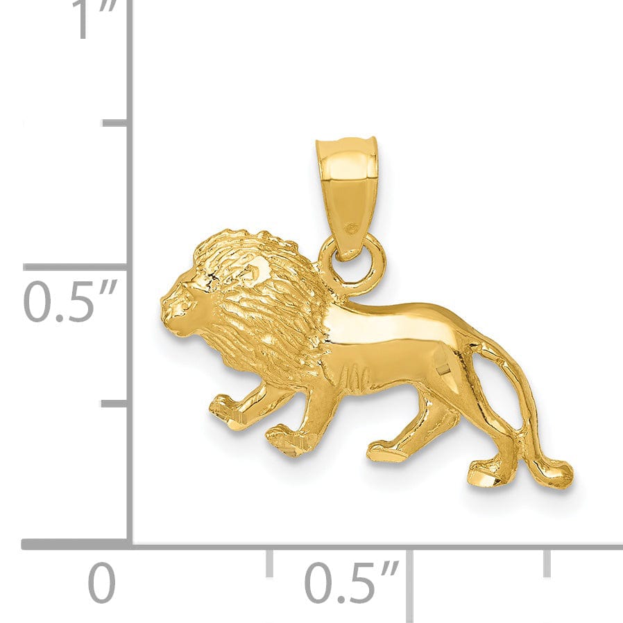 Lovely Rita's Pendants & Charms 14K Yellow Gold Solid Polished Diamond Cut Finish Lion Charm Pendant