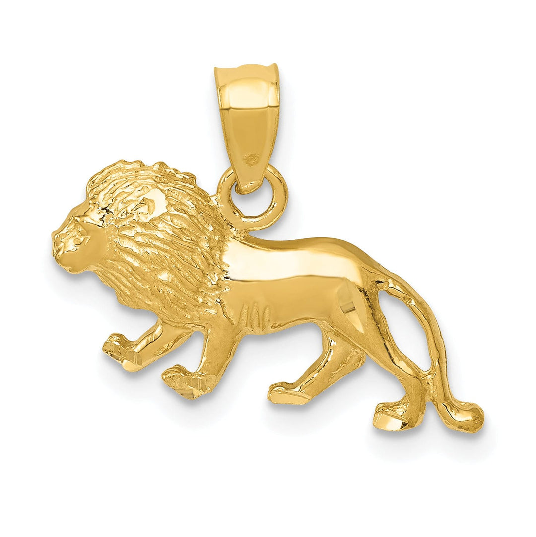 Lovely Rita's Pendants & Charms 14K Yellow Gold Solid Polished Diamond Cut Finish Lion Charm Pendant