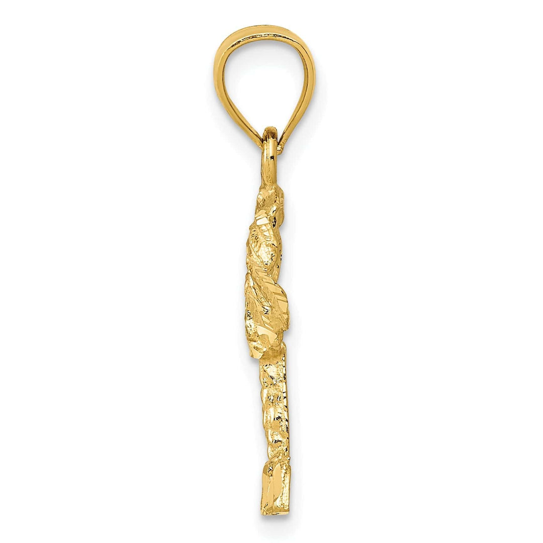 Lovely Rita's Pendants & Charms 14k Yellow Gold Solid Polished Diamond Cut Finish Open Back Palm Tree Pendant