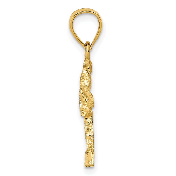 Lovely Rita's Pendants & Charms 14k Yellow Gold Solid Polished Diamond Cut Finish Open Back Palm Tree Pendant