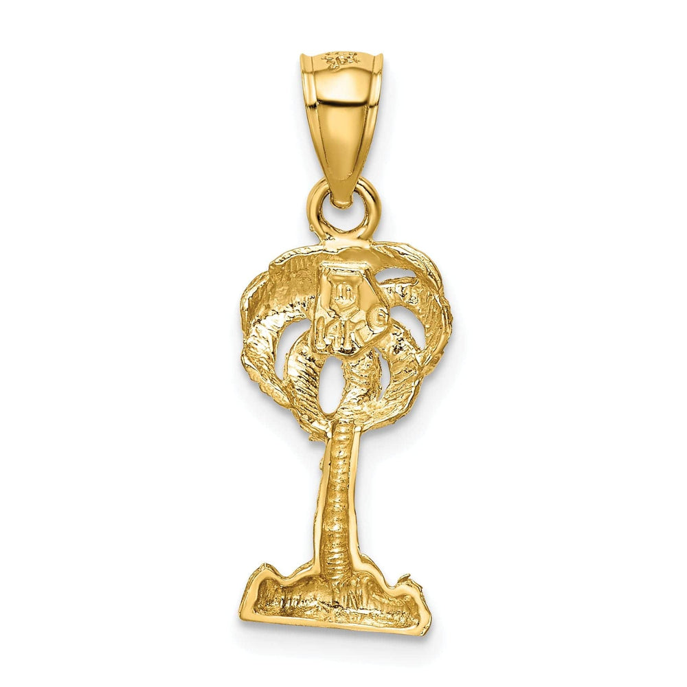 Lovely Rita's Pendants & Charms 14k Yellow Gold Solid Polished Diamond Cut Finish Open Back Palm Tree Pendant
