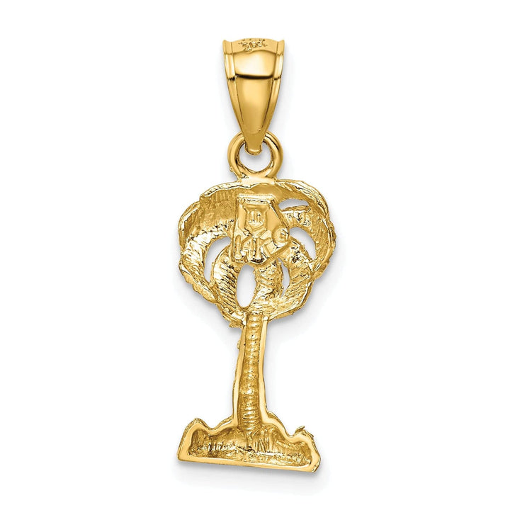 Lovely Rita's Pendants & Charms 14k Yellow Gold Solid Polished Diamond Cut Finish Open Back Palm Tree Pendant