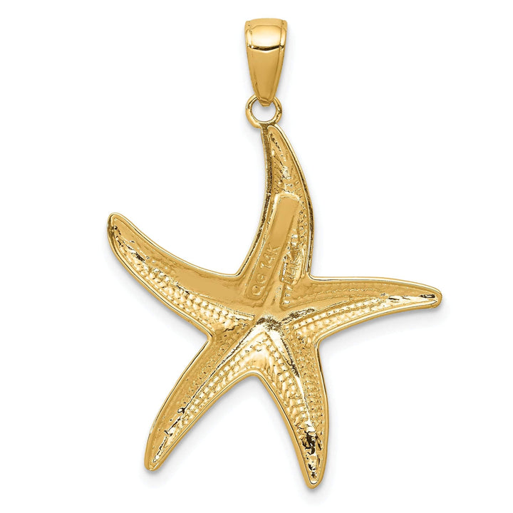 Lovely Rita's Pendants & Charms 14K Yellow Gold Solid Polished Diamond Cut Finish Starfish Charm Pendant
