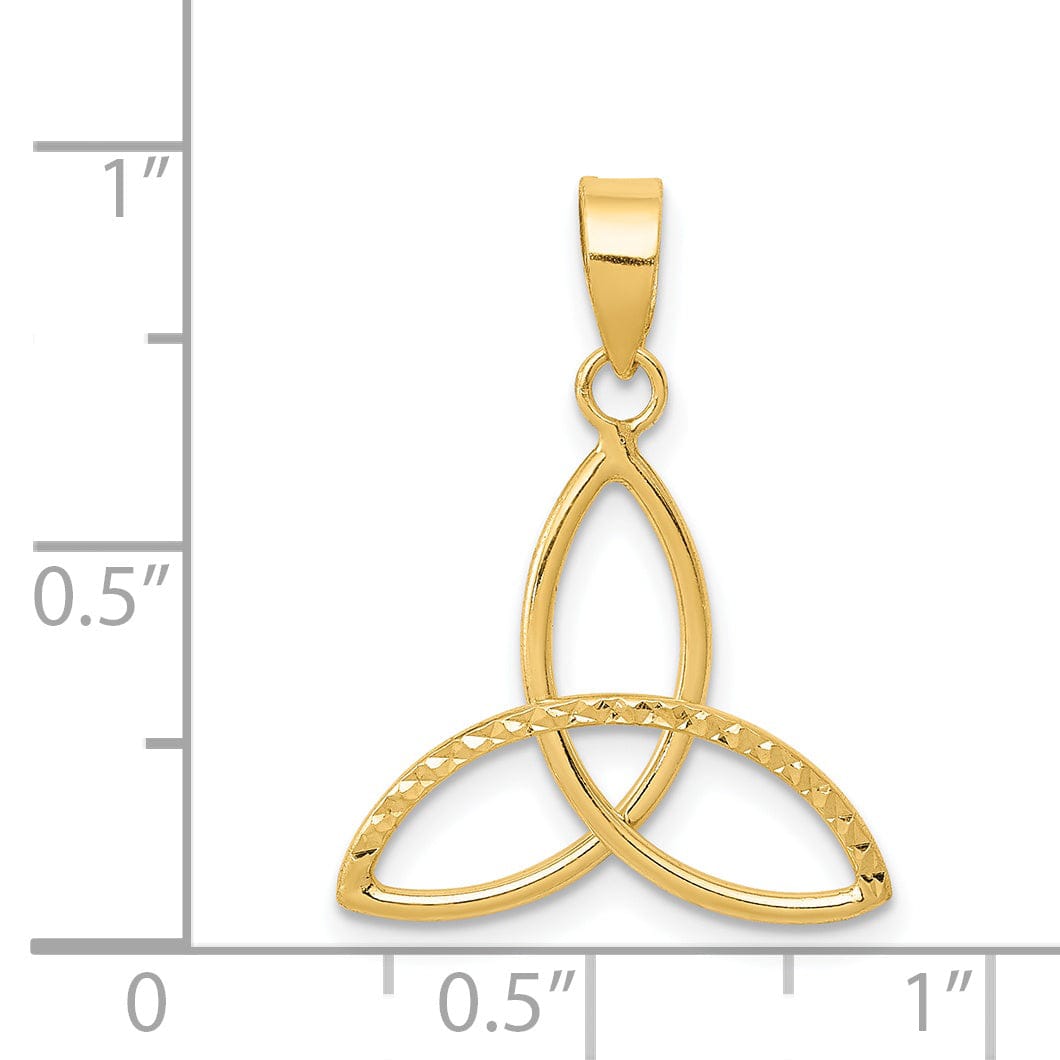 Lovely Rita's Pendants & Charms 14K Yellow Gold Solid Polished Diamond Cut Finish Trinity Design Charm Pendant