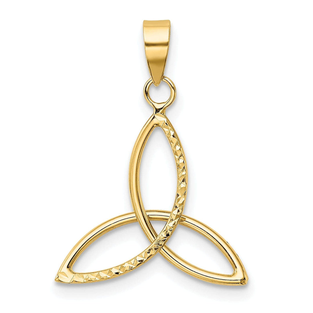Lovely Rita's Pendants & Charms 14K Yellow Gold Solid Polished Diamond Cut Finish Trinity Design Charm Pendant