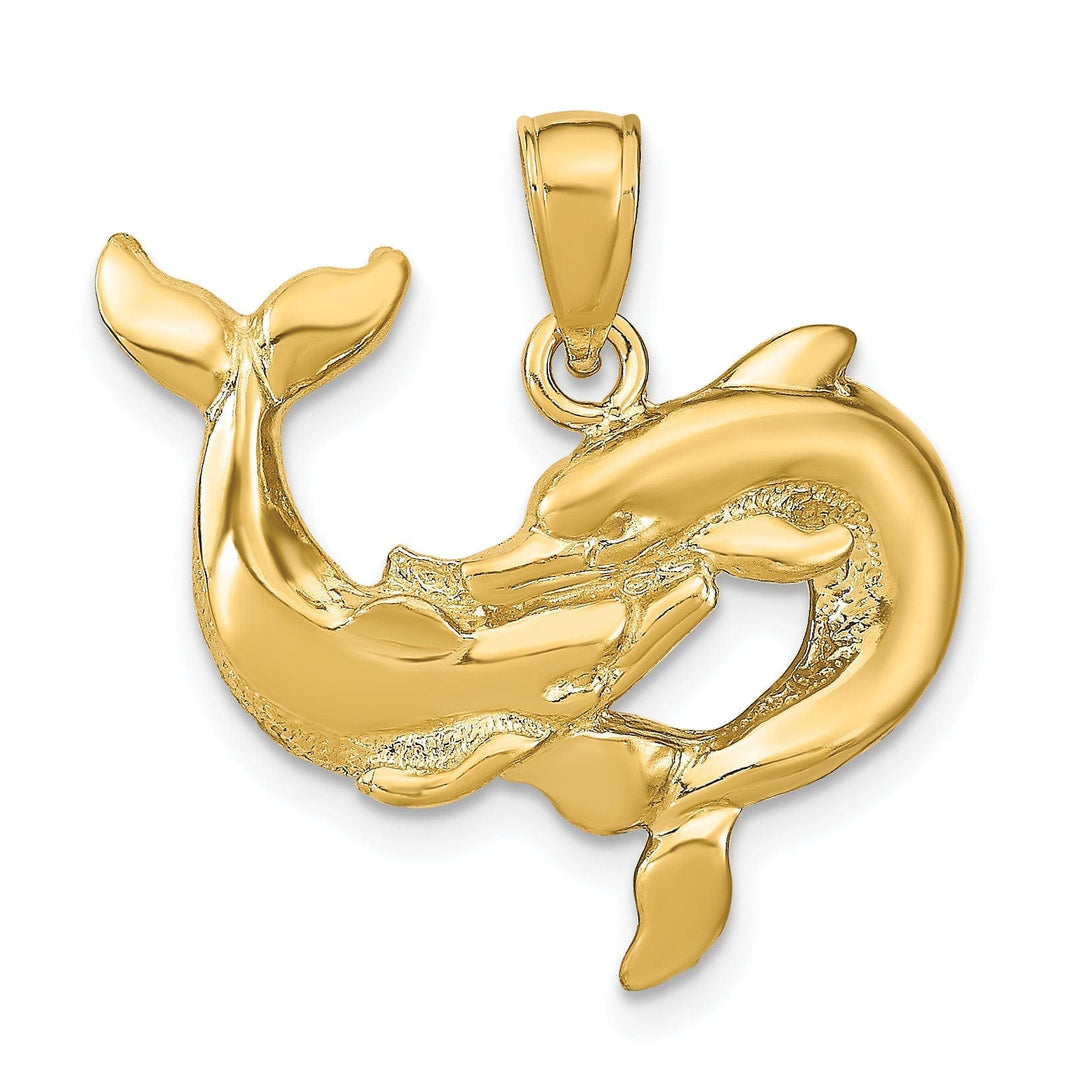Lovely Rita's Pendants & Charms 14k Yellow Gold Solid Polished Dolphins Charm Pendant