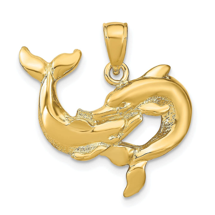 Lovely Rita's Pendants & Charms 14k Yellow Gold Solid Polished Dolphins Charm Pendant