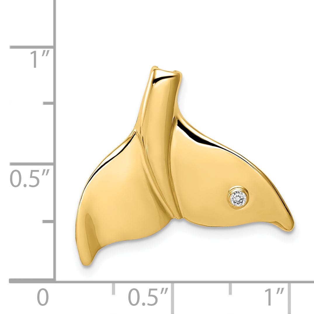 Lovely Rita's Pendants & Charms 14K Yellow Gold Solid Polished Finish 0.04-CT Diamond Whale Tail Slide Pendant will not fit Omega Chain