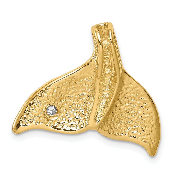 Lovely Rita's Pendants & Charms 14K Yellow Gold Solid Polished Finish 0.04-CT Diamond Whale Tail Slide Pendant will not fit Omega Chain