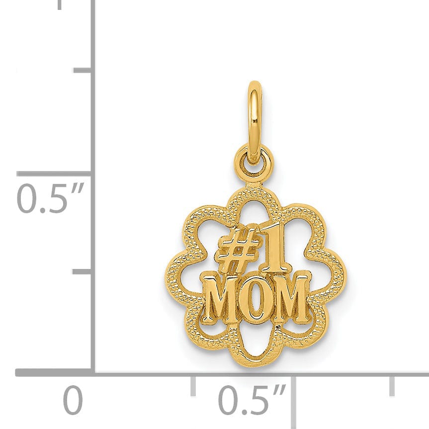 Lovely Rita's Pendants & Charms 14k Yellow Gold Solid Polished Finish #1 MOM Design Pendant
