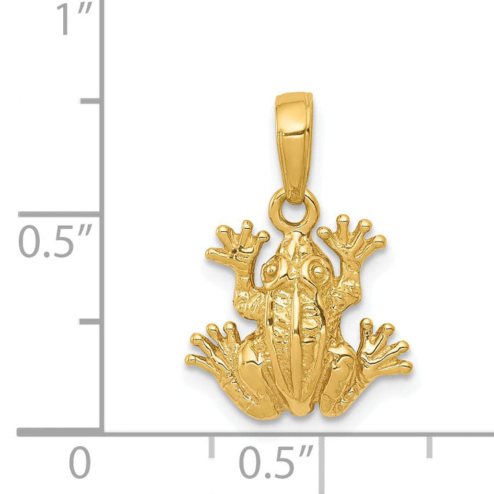 Lovely Rita's Pendants & Charms 14K Yellow Gold Solid Polished Finish 2-Dimensional Frog Charm Pendant