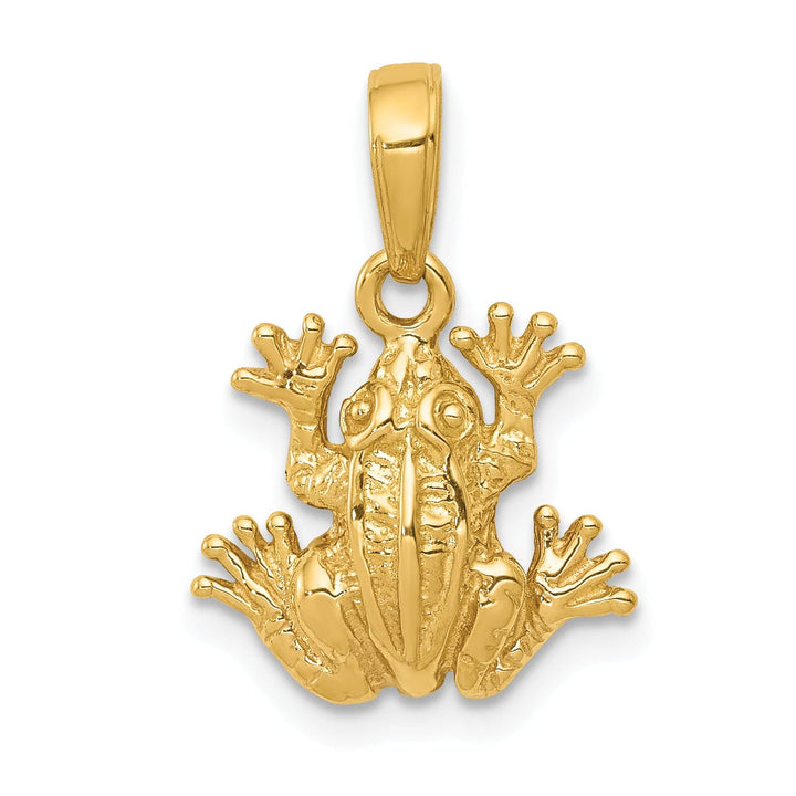 Lovely Rita's Pendants & Charms 14K Yellow Gold Solid Polished Finish 2-Dimensional Frog Charm Pendant