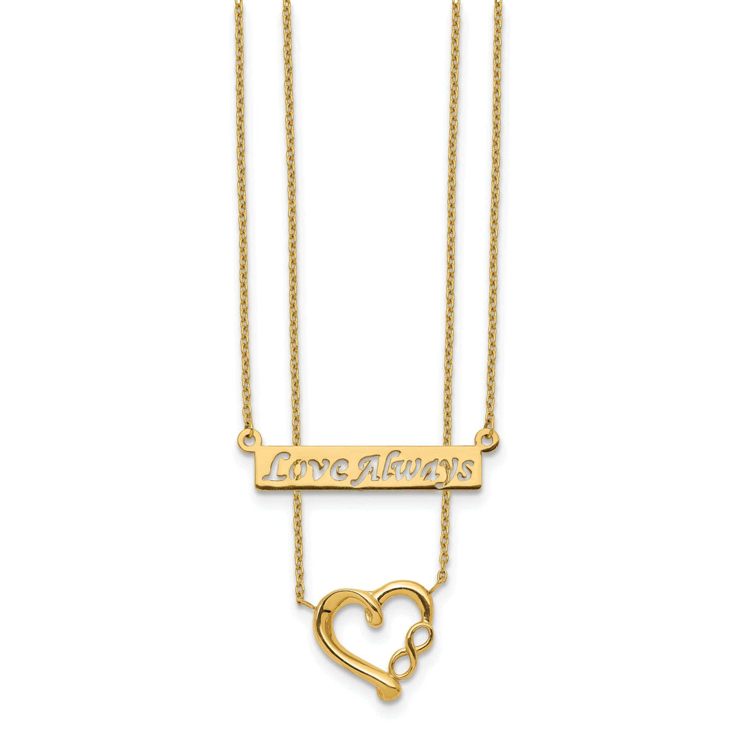 Lovely Rita's Pendants & Charms 14k Yellow Gold Solid Polished Finish 2-Strand Heart & Infinity Design Love Always with 17-inch Cable Chain Necklace
