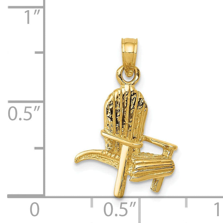 Lovely Rita's Pendants & Charms 14K Yellow Gold Solid Polished Finish 3-Dimensional Adirondack Beach Chair Charm Pendant