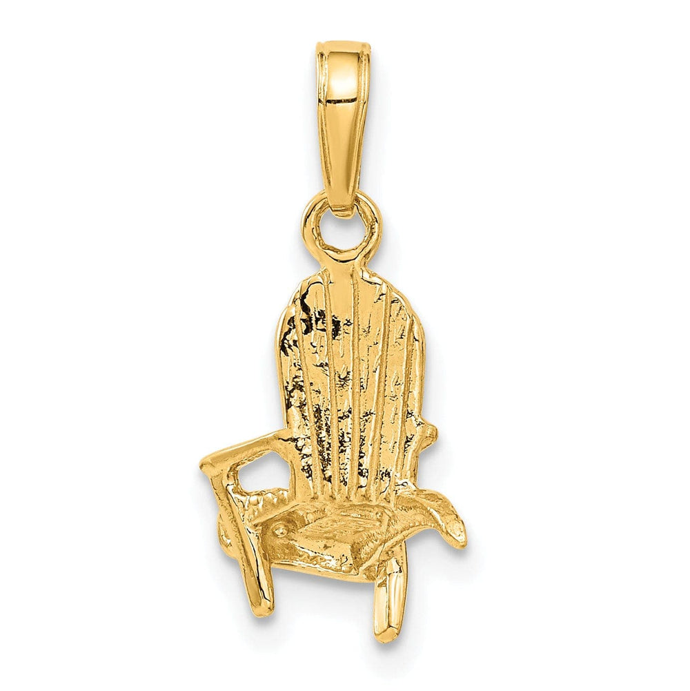 Lovely Rita's Pendants & Charms 14K Yellow Gold Solid Polished Finish 3-Dimensional Adirondack Beach Chair Charm Pendant