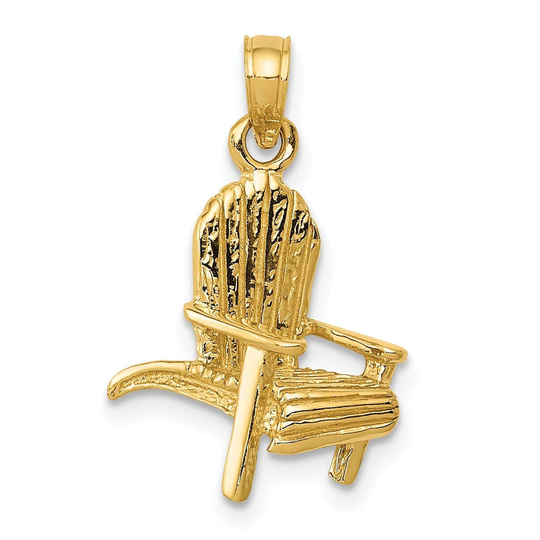Lovely Rita's Pendants & Charms 14K Yellow Gold Solid Polished Finish 3-Dimensional Adirondack Beach Chair Charm Pendant