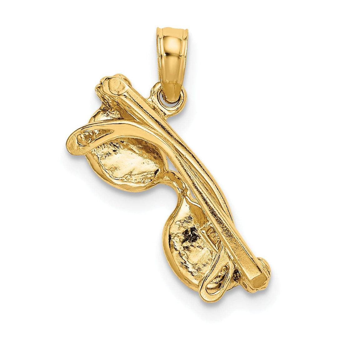 Lovely Rita's Pendants & Charms 14k Yellow Gold Solid Polished Finish 3-Dimensional Aqua Blue Enameled Sunglasses Charm Pendant