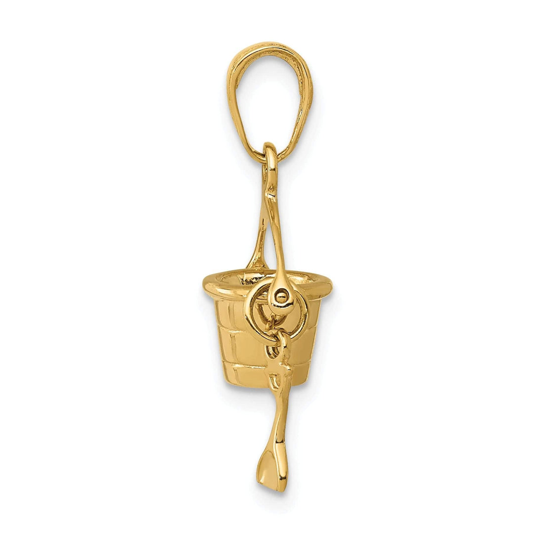 Lovely Rita's Pendants & Charms 14k Yellow Gold Solid Polished Finish 3-Dimensional Beach Pail with Shovel Charm Pendant