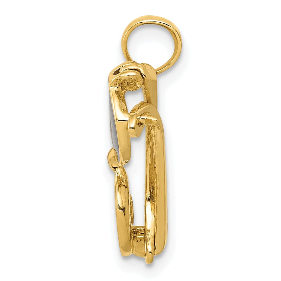 Lovely Rita's Pendants & Charms 14k Yellow Gold Solid Polished Finish 3-Dimensional Black Enameled Moveable Sunglasses Charm Pendant